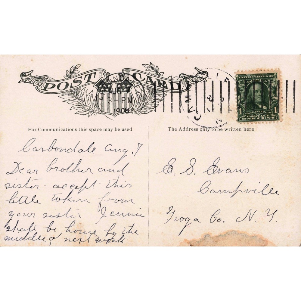 Vintage 1908 Floral Poetry Postcard T.B. Aldrich Tennyson Carbondale Postmark - Picture 2 of 2